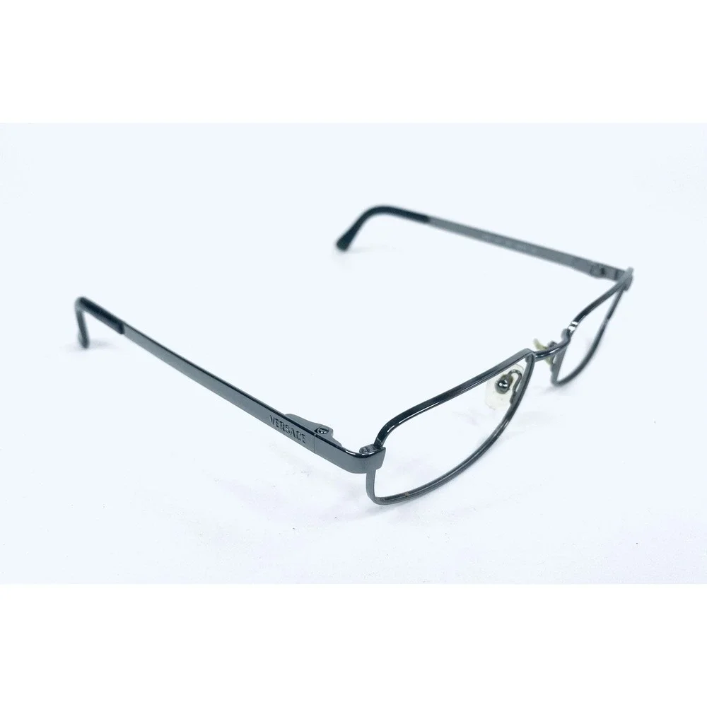 Versace Dark Silver Gun Metal Rectangular Glasses Italy MOD 1001 52 19 135